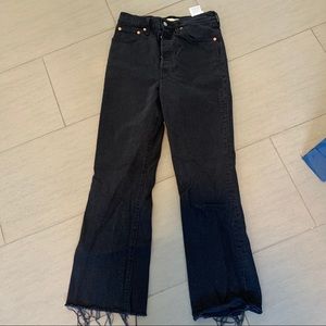 Levi ribcage crop flare black jeans